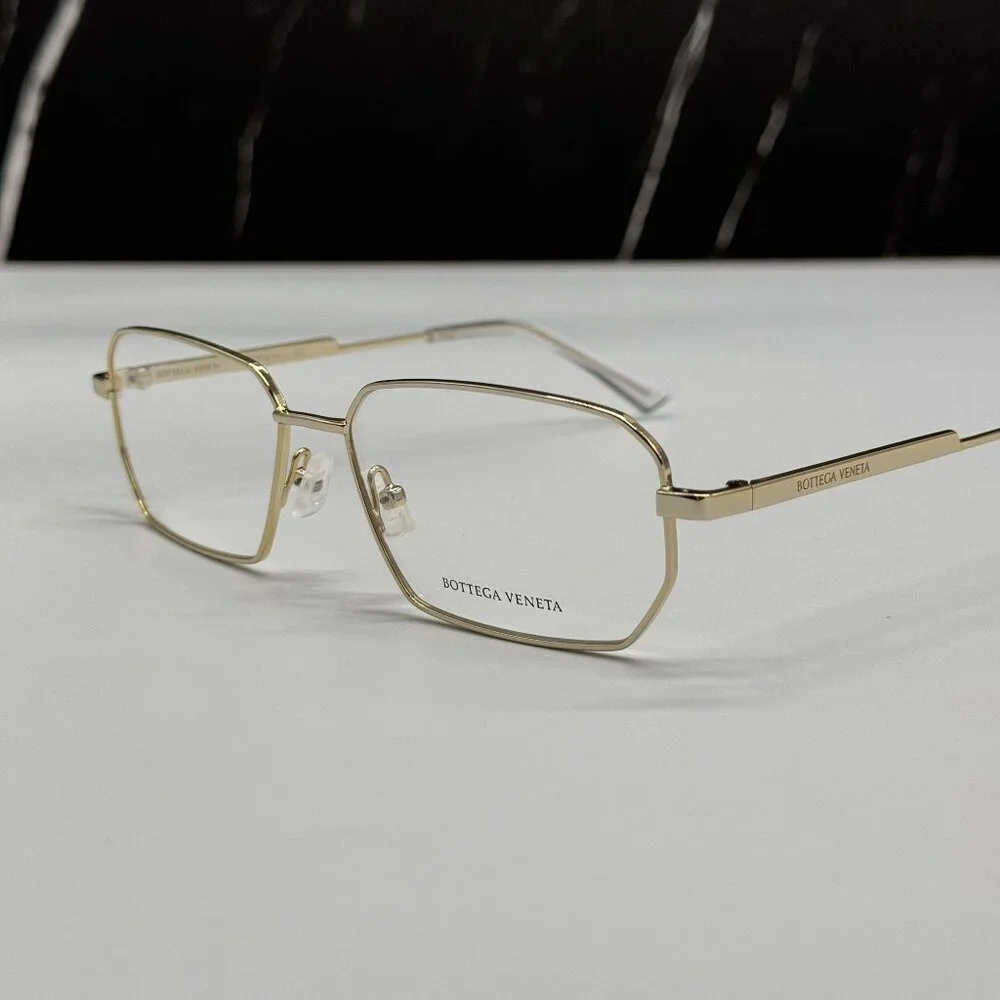NEW BOTTEGA VENETA BV1073O 002 SQUARE GOLD UNISEX EYEGLASSES
